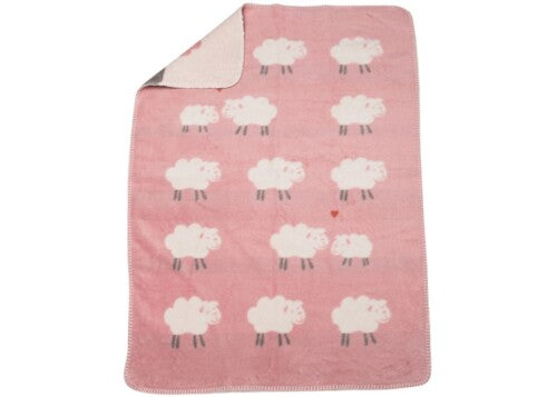 Baby blanket sheep allover rose