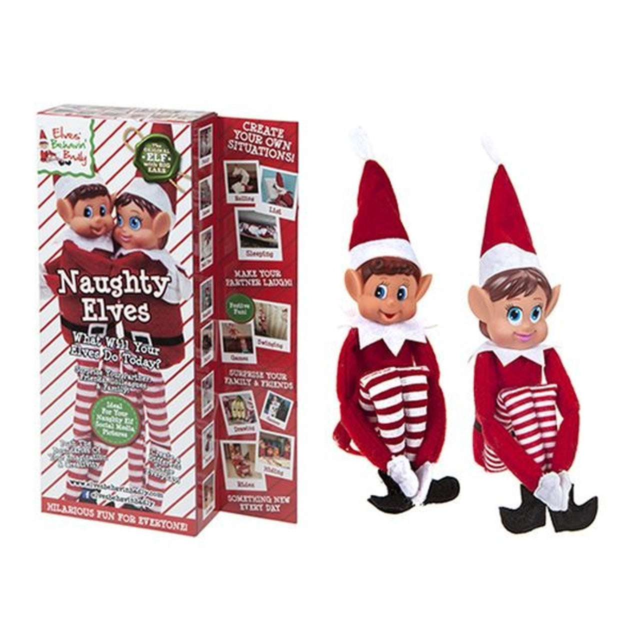 Vinyl Head Elf in Red Clothes in Box - 2 Assorted
