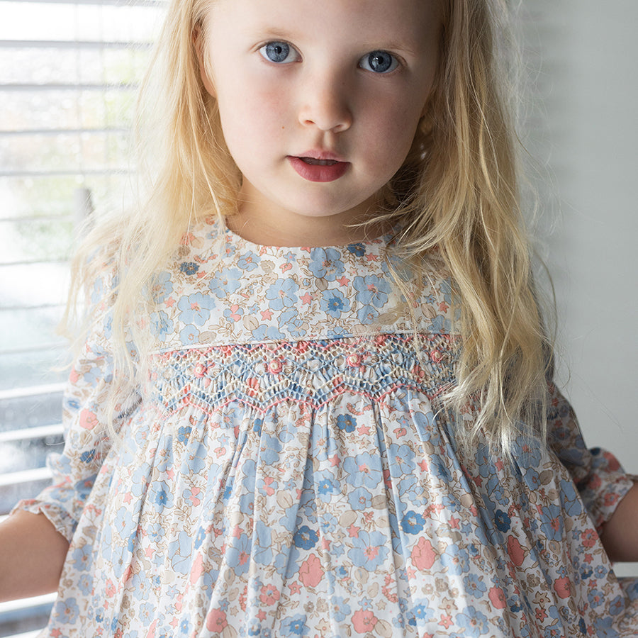 Ella print Hand Smocked Dress