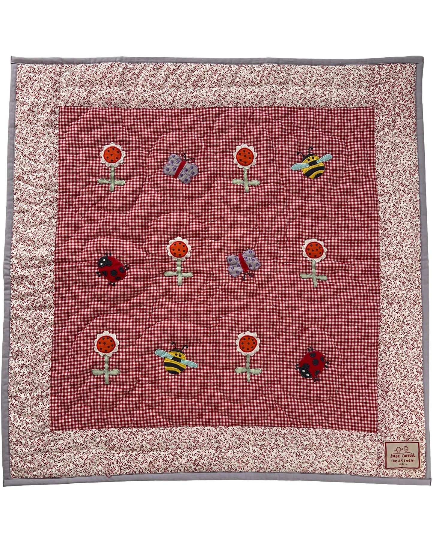 Red Flower - Bee - Butterfly - Lady Bird Pram Quilt