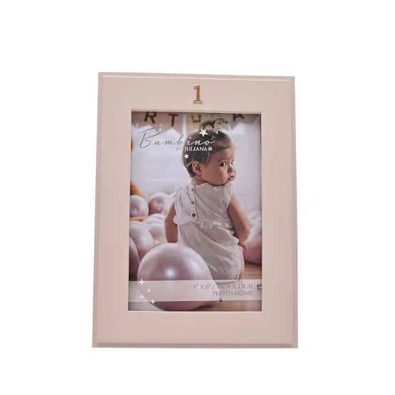 Bambino 1st Birthday Resin Photo Frame Pink 4" x 6"