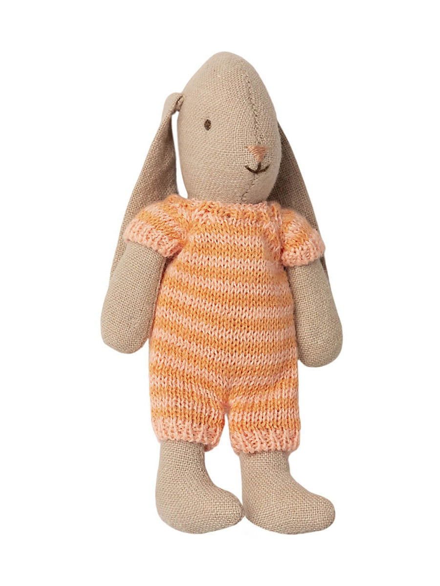 Micro Bunny in a Pink / Coral Knitted Striped Suit