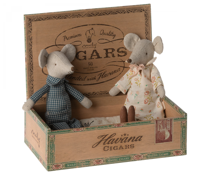 Grandma and Grandpa mice in cigarbox