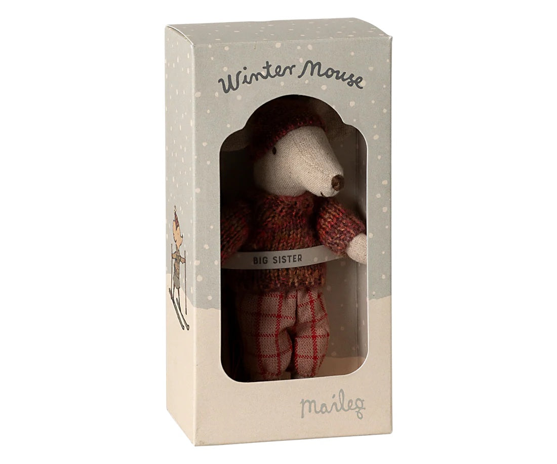 Winter mouse with ski set, Big sister - Rose