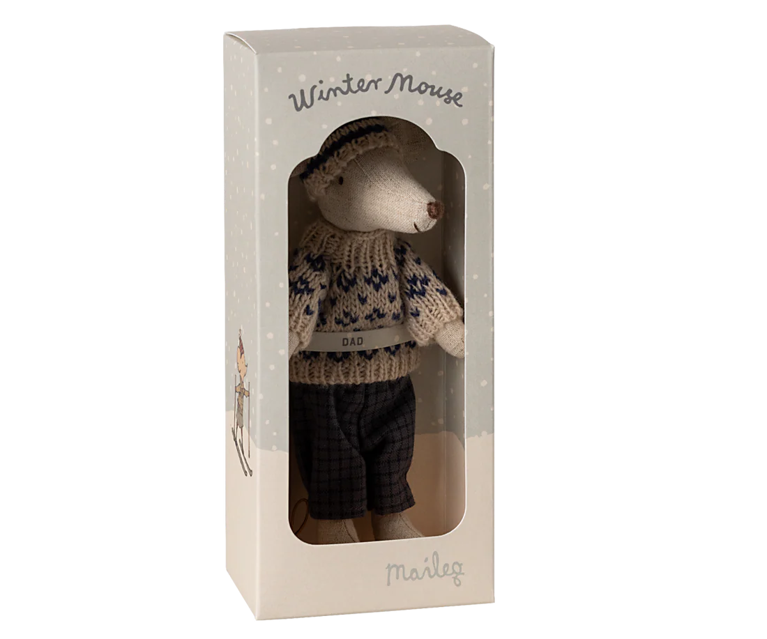 Winter mouse with ski set, Dad - Blue