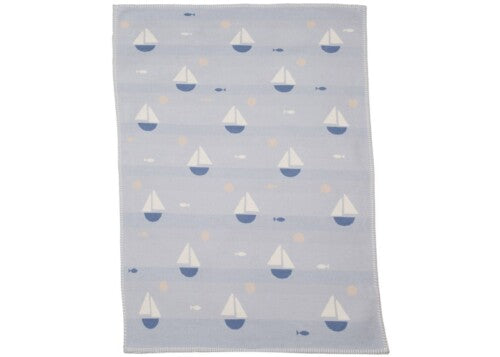 Baby blanket light blue sailboats