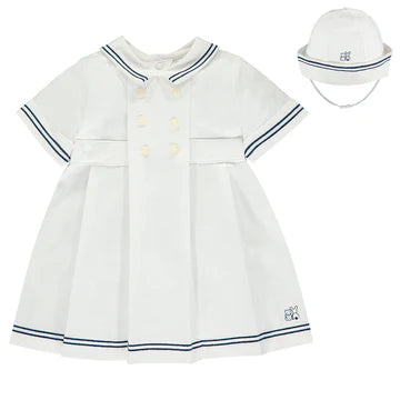 Linen Dress, sailor style with Hat & Pants