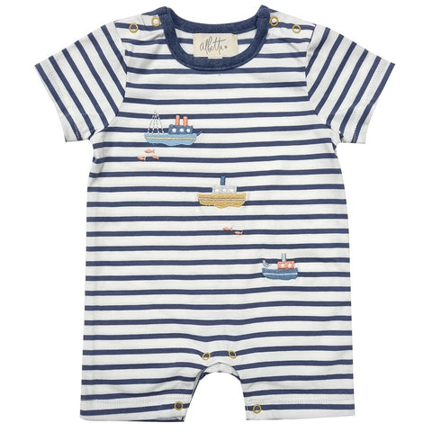 Embroidered boats baby vest
