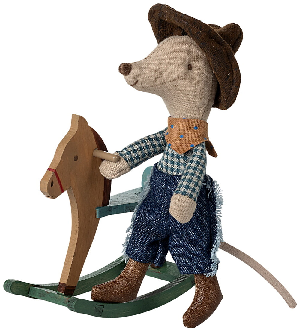 Cowboy Mouse On Rocking Horse - Little Brother