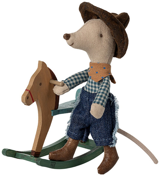 Cowboy Mouse On Rocking Horse - Little Brother