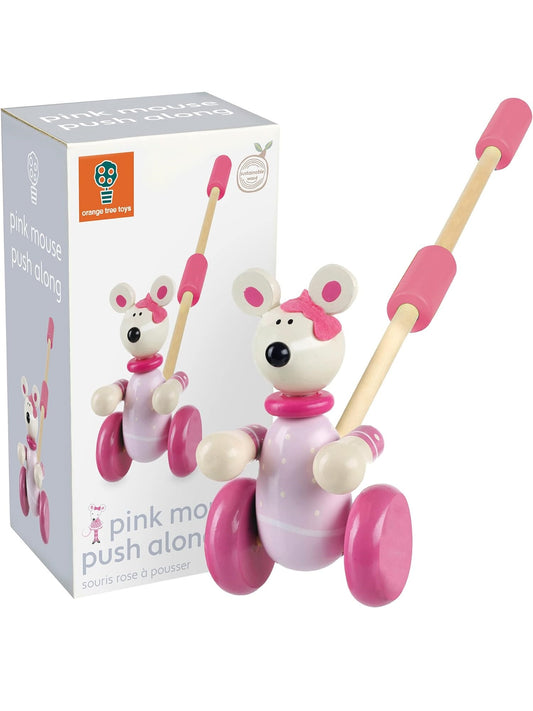 Boxed Push Along - Pink Mouse