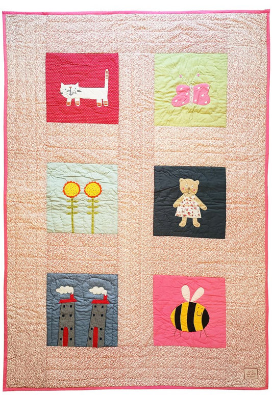 Cat - Red Leaf - Single Bed Quilt