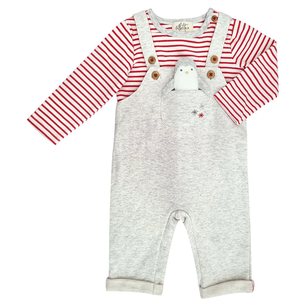French Terry Penguin Toy Dungaree Set