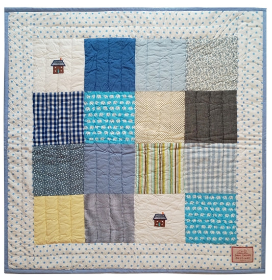 House - Blue - Pram Quilt