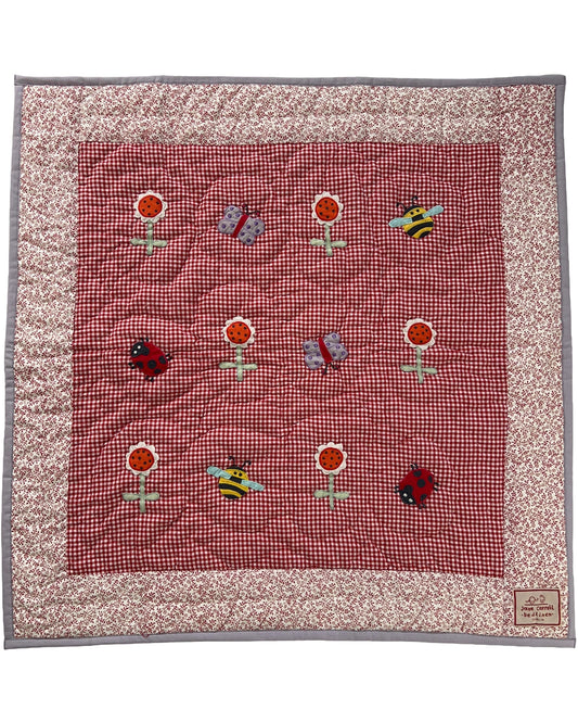 Red Flower - Bee - Butterfly - Lady Bird Pram Quilt