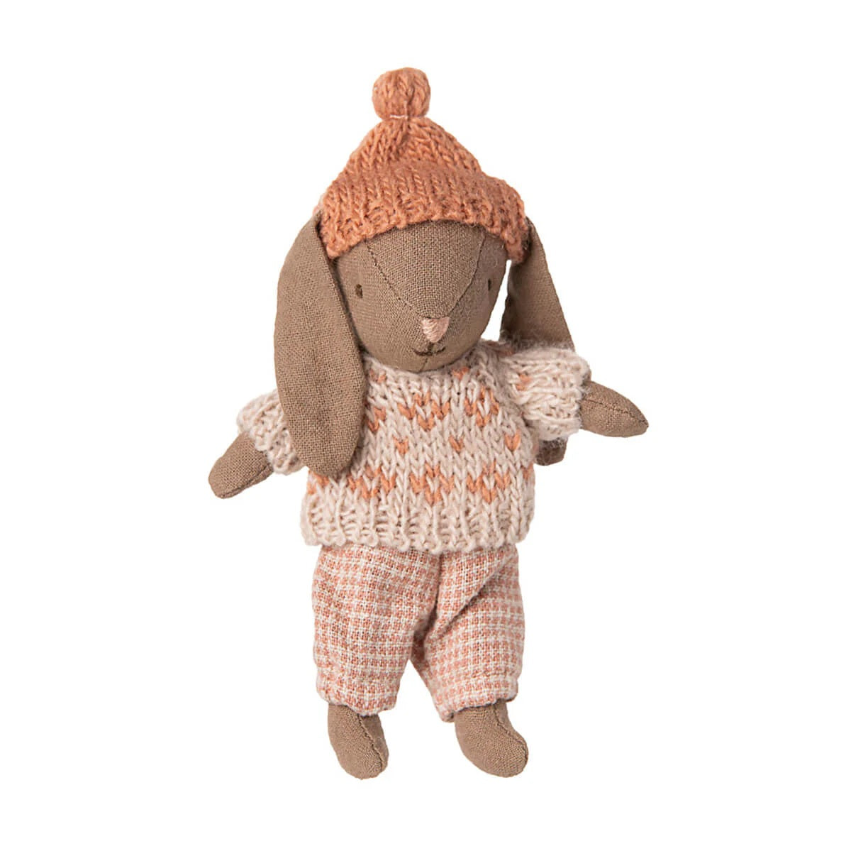 Micro Winter Bunny in Brown / Rose