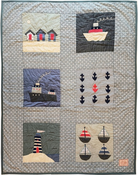 Ship - Blue Mosaic - Cot Quilt