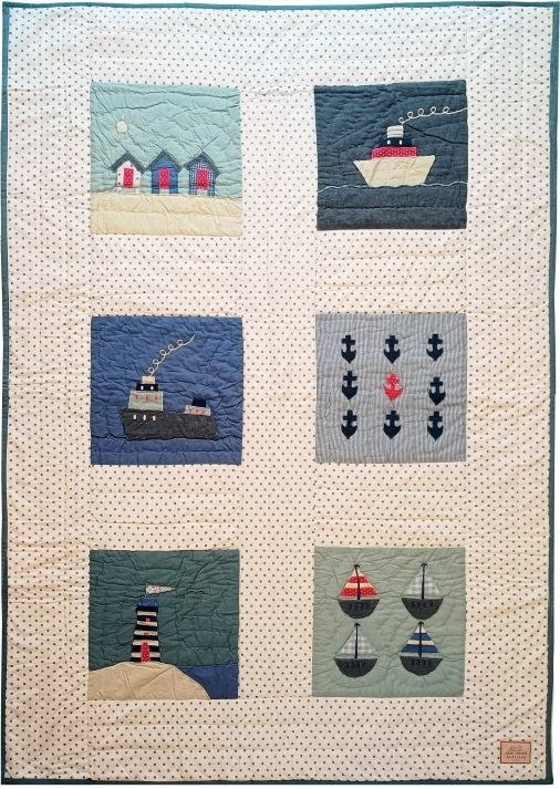 Ship - Blue Spot - Single Bed - Quilt