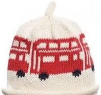 Cream Red bus hat