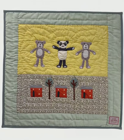Yellow - Panda - Bear Pram Quilt