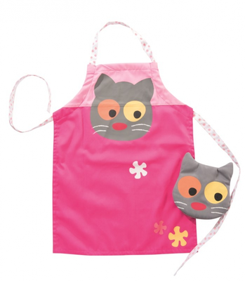 Apron and glove and flower cat
