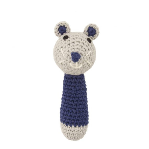 Crochet Mouse Rattle Blue