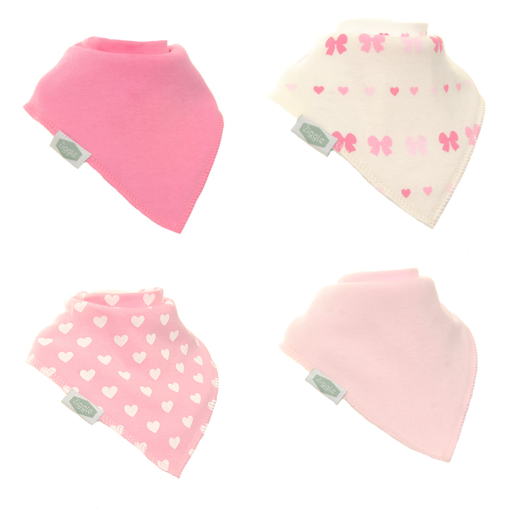 Girl Bandana Dribble Bibs - Hearts & Bows