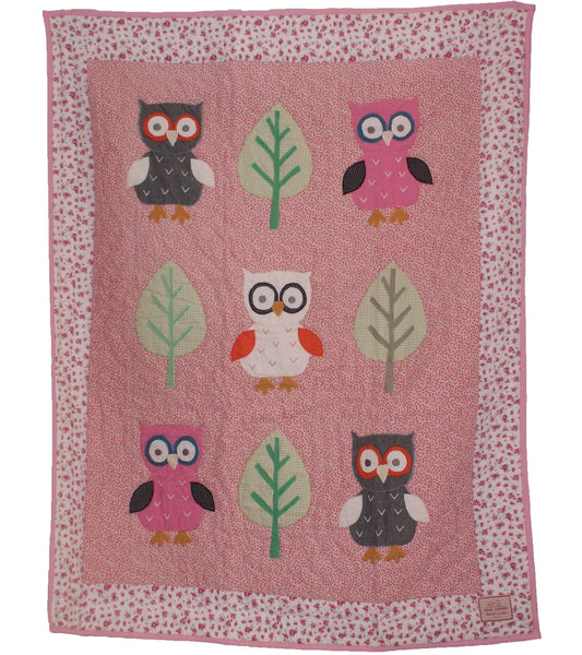 Owl - Pink Flower - Pink