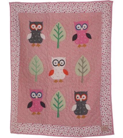Owl - Pink Flower -Pink