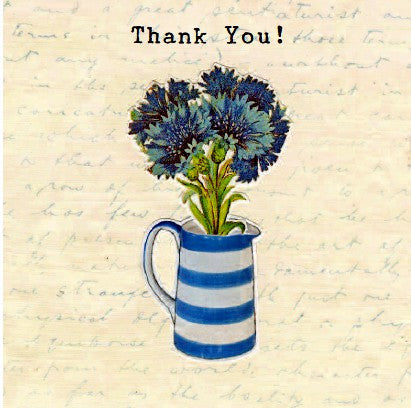 Thank you - Flowers in blue striped jug