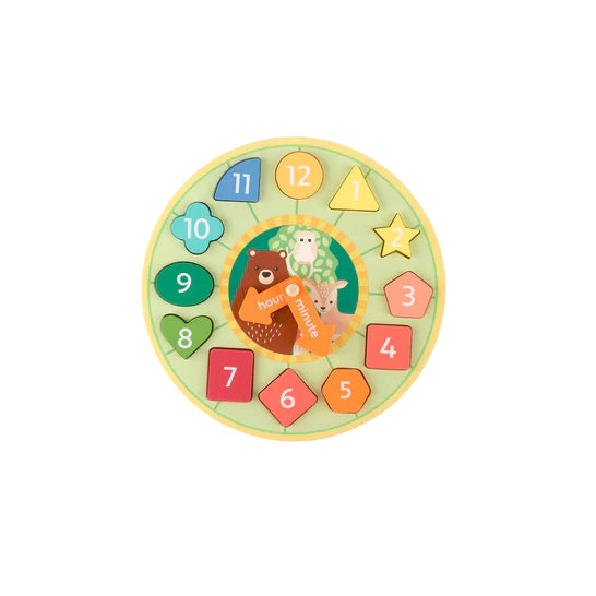 shape sorter clock - woodland