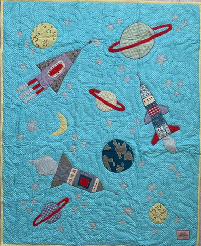 Space - cot quilt - turquoise - Available December 2022