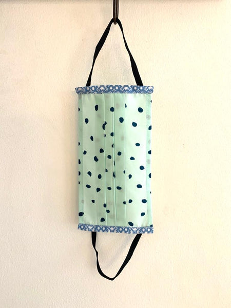 Face Mask - Mint green with blue spot- size- Large