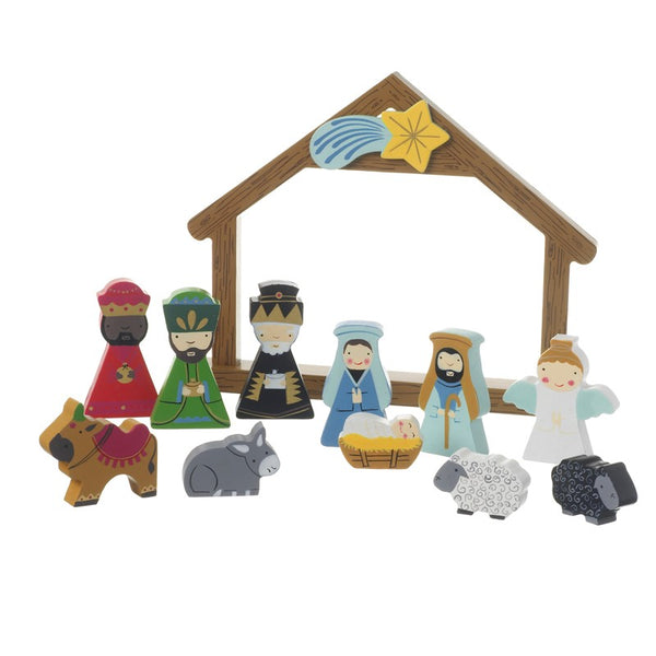 Wooden nativity set - 12 pieces