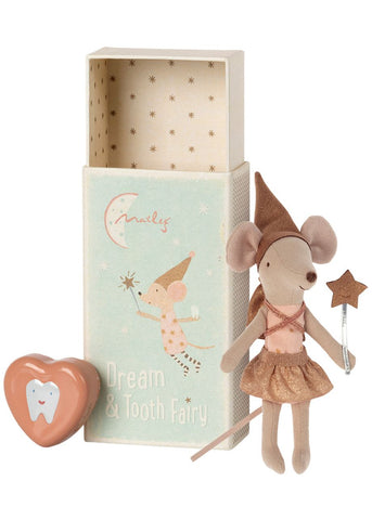 Tooth fairy mouse in a matchbox, rose