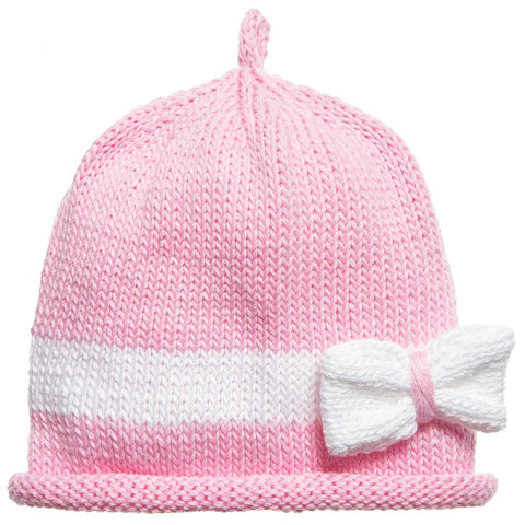 Pale pink bow hat