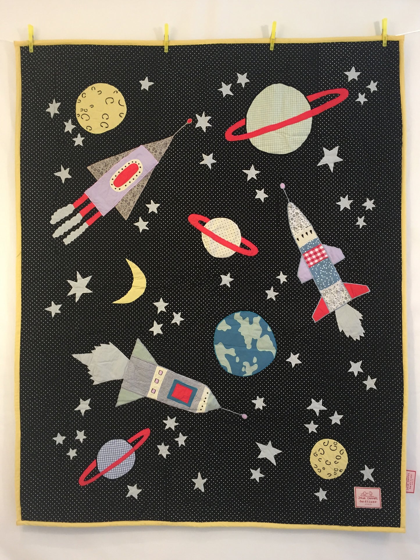 Space - Cot Quilt - Black